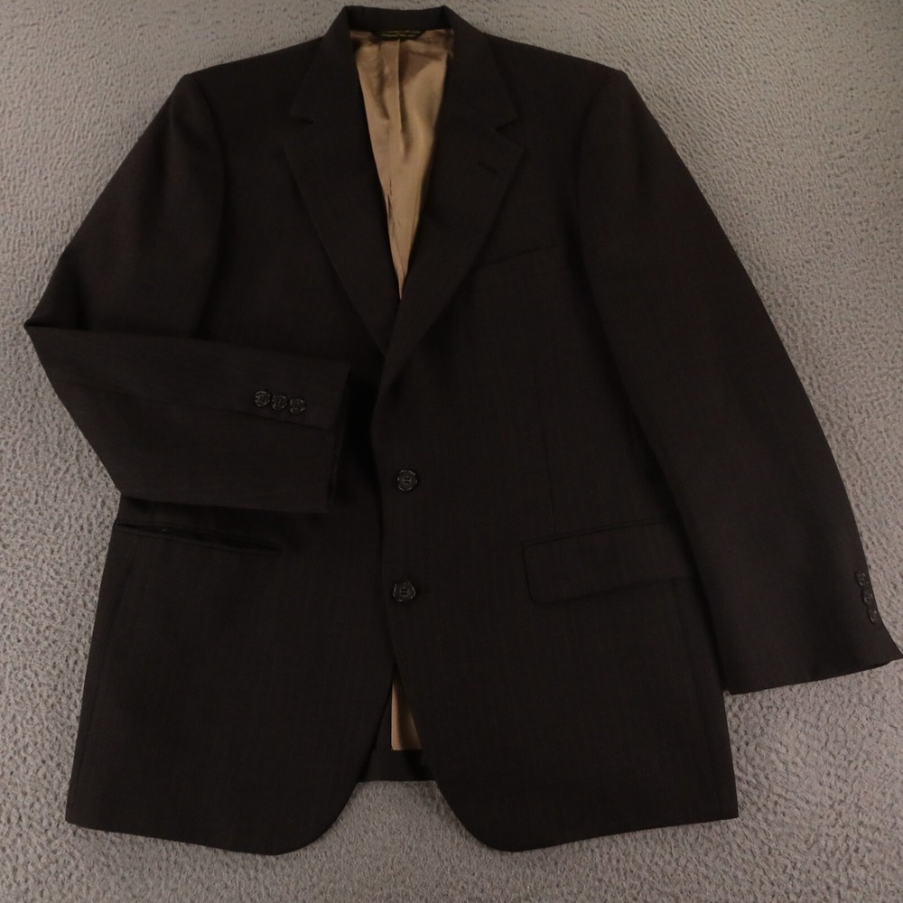 Chalk Stripe Jacket M Gray 100% Wool Serge Twill Blazer Johnny Carson 40R